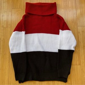 Colorblock knit turtleneck sweater